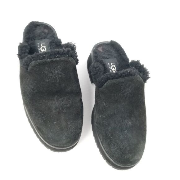 Ugg black suede mules with sherpa linings size 6 - Picture 1 of 11